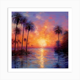 Sunset Palm Trees 1 Art Print