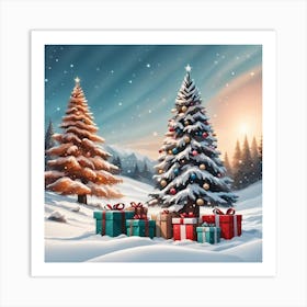 Christmas Tree With Presents 1 Art Print