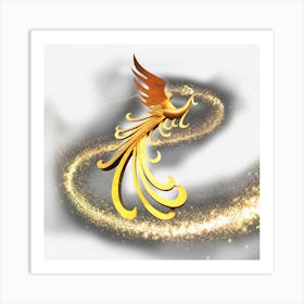 Golden Phoenix bird Art Print