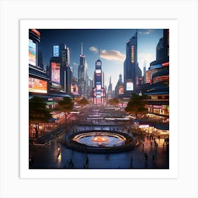 Futuristic Cityscape art print Art Print