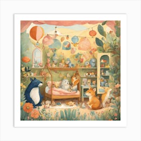 Foxes In The Room Art Print