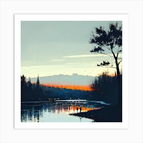 Sunset By The Lake 7 Art Print