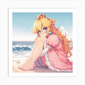 Peach Waiting on the beach Art Print