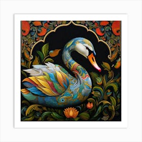 Swan kalamkari print Art Print