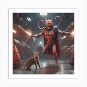 Cat And Demon Art Print