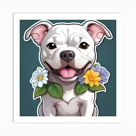 Dog With Flowers Art Print