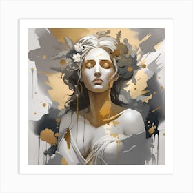 Aphrodite Greek Goddess Gold and watercolor splatter 5 Art Print