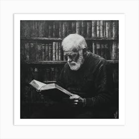 Old Man Reading A Book Art Print