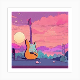 Electric Guitar Dreams Cozy Webpage Background Her Art Print