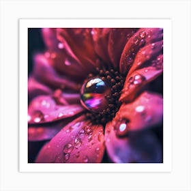 A Close Up Of A Delicate Headset On A Vibrant Flower Petal, Showcasing Its Reflective Surface And In Art Print