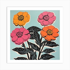 Zinnia 1 Pop Art Illustration Square Art Print