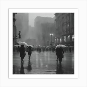 People Walking In The Rain 1 Art Print