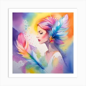 Feathers Of A Woman Art Print