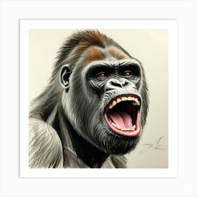 Gorilla Drawing Art Print