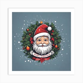 Santa Claus With Wreath Art Print