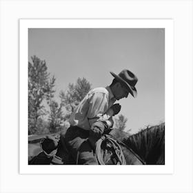 Untitled Photo, Possibly Related To Ola, Idaho, Cowboy Who Cares For Beef Cattle Of Members Of The Ola Self Help Art Print