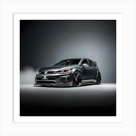 A Dramatic High Contrast Cinematic Photograph Of A Charcoal VW Golf R 1 Art Print