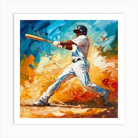 A Baseball Player Hitting Home Run Oil Painting 1 Art Print