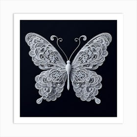 White Lace Butterfly I Art Print