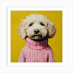 Goldendoodle Yellow And Pink 3 Art Print