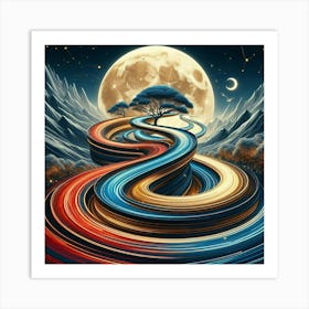 Winding Road Moon Tree 4 1 Art Print