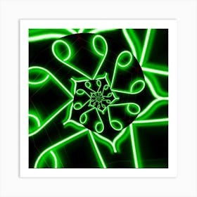 Green Neon Snowflake Póster