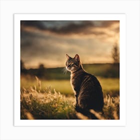 Sunset Cat Art Print