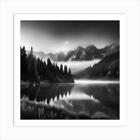 Black And White Mountain Landscape 7 Art Print