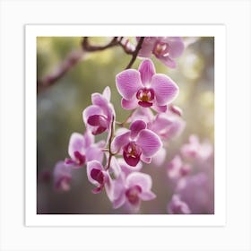 A Blooming Orchid Blossom Tree With Petals Gently Falling In The Breeze 2 Art Print