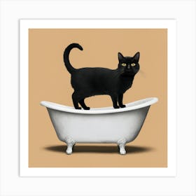 Black Cat In Bathtub 3 Art Print