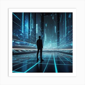 Futuristic Man In Futuristic City 3 Art Print