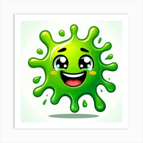 Cartoon Green Germ Cartoon Art Print