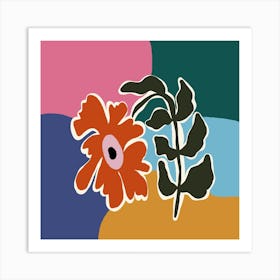 Retro minimal flower I Art Print