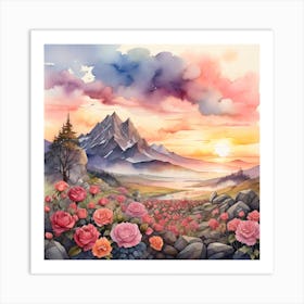 Roses In The Mountains Art Print