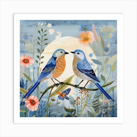 Bird In Nature Bluebird 1 Art Print