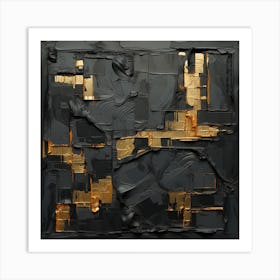 Abstract Black And Gold Painting Art Print