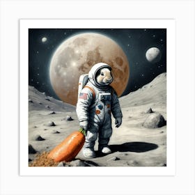 Rabbit On The Moon Art Print