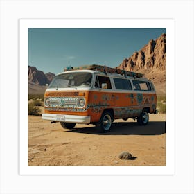 Leonardo Lightning Boho Van In The Desert Art 3 Art Print