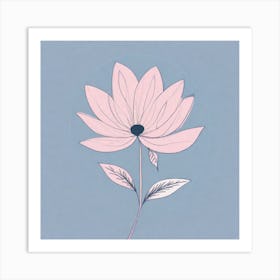 A White And Pink Flower In Minimalist Style Square Composition 194 Art Print