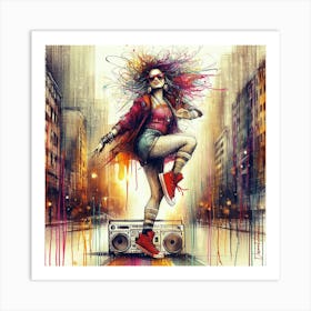 Boombox Hip Hop Dancer Art Print