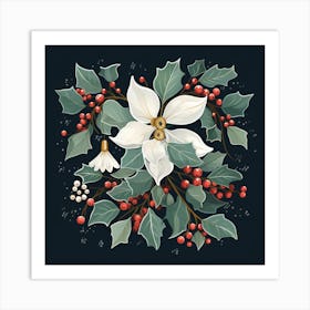 Christmas Holly Art Print