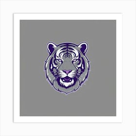 Detroit tigers logo on gray background shaded in baby blue and outlined in light purple 1 Art Print