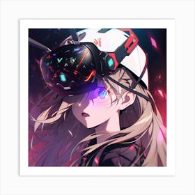 Anime Girl With Vr Headset Art Print
