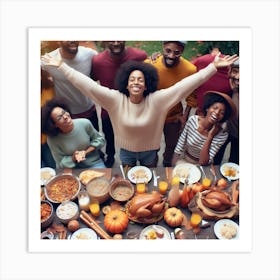 Thanksgiving Dinner With Friends 2 Art Print