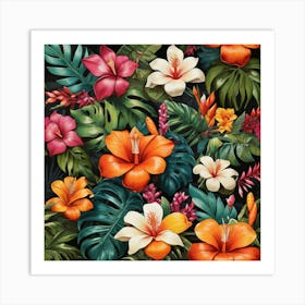 Tropical Forest Flower Craze Art Print 1 Art Print