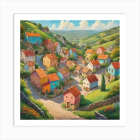 Village In The Hills Art Print Art Print