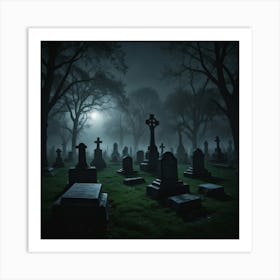 Cemetery At Night 1 Art Print