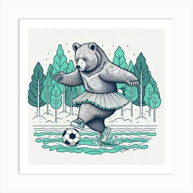 Baby’s Room Soccer Bear Art Print