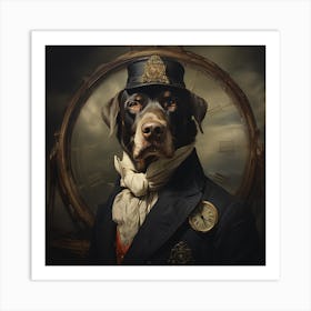 Dog With A Clock Art Print