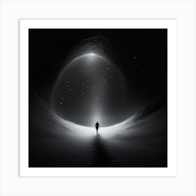 Man Walking Through A Dark Tunnel Art Print